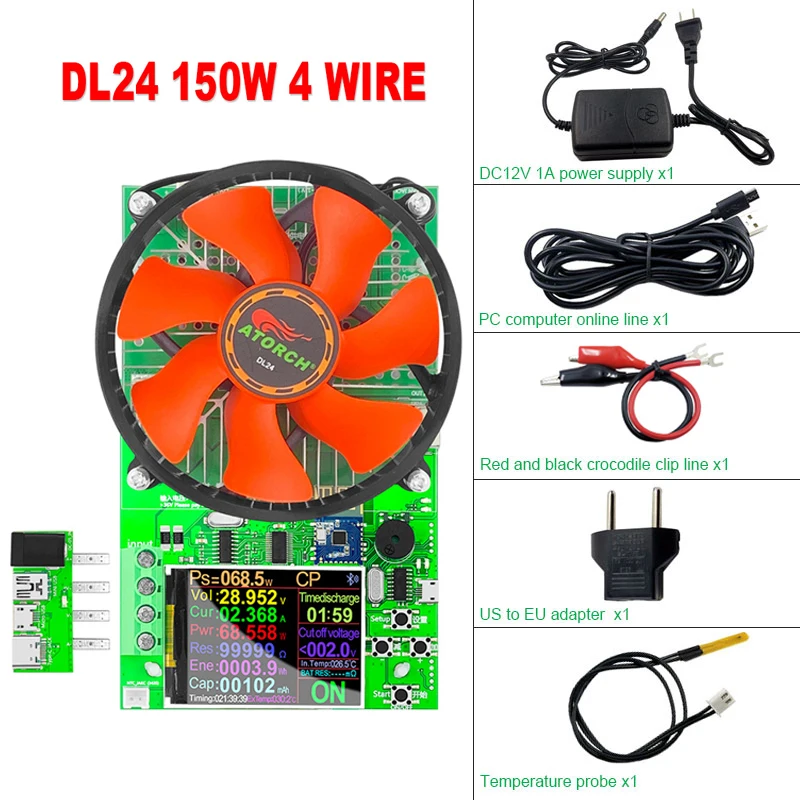 150W DC tester APP electronic load lithium battery capacity monitor discharge charge power meter supply checker + PD/QC Trigger 5