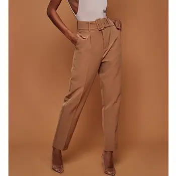 

Elegant Women High Waist OL Career Pants Ladies Long Loose Casual Trousers With Belt Fashion Elastic Drawstring Trousers