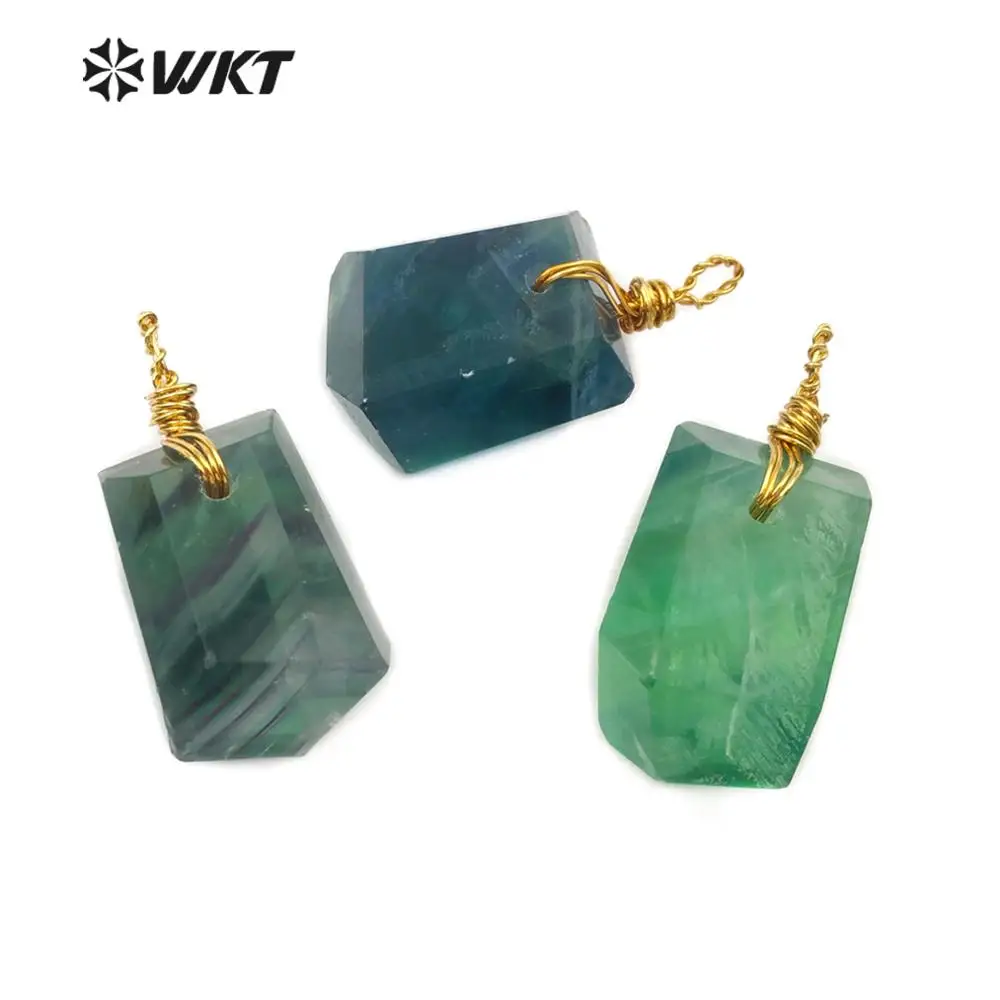 WT-P1453 натуральный синий Вену бирюзовый кулон прямоугольной формы драгоценные камни с золотым покрытием женская подвеска на цепочке кулон ювелирные изделия