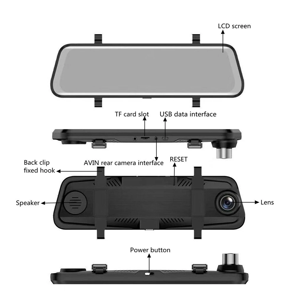 1080P гравитационное зондирование Высокое разрешение Вождение автомобиля dvr потоковое воспроизведение Медиа заднего вида Обнаружение движения выдвижной объектив видеорегистратор сенсорный экран