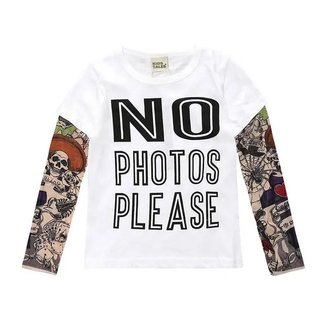 New Novelty Tattoo 2-7Year Long Sleeve Children T-Shirts Cotton Boys T Shirt Kids TShirt Autumn Kids Girls Tops Children Clothes 7764-NO