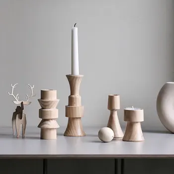 

Simple Wooden Creative Candle Holders Nordic Art Romantic Table Ornaments Gifts Design Porta Velas Wedding Decoration EC50LZ