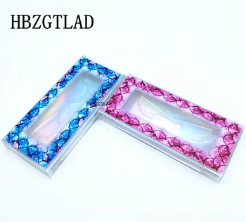 

NEW 20/50 pcs fishscales print 25mm False Eyelashes Packaging Box Lash Boxes 3D Mink false Lashes Laser Case empty custom logo