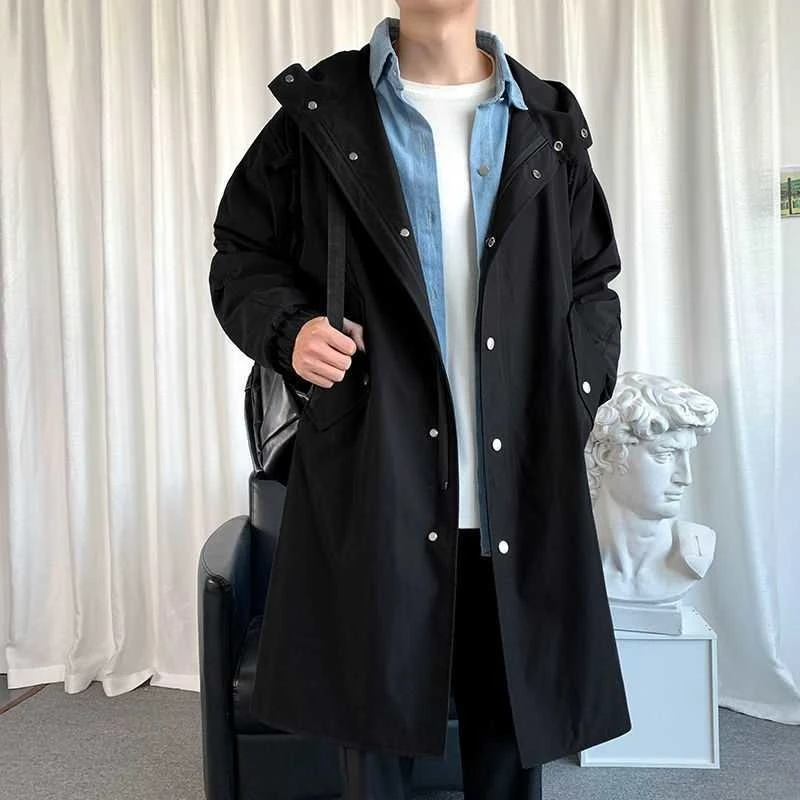 2021 Fashion Jacket for Men's Windbreaker Hooded Thin Jacket Casual Loose Plus Size Outdoor Sports Coat Trench 