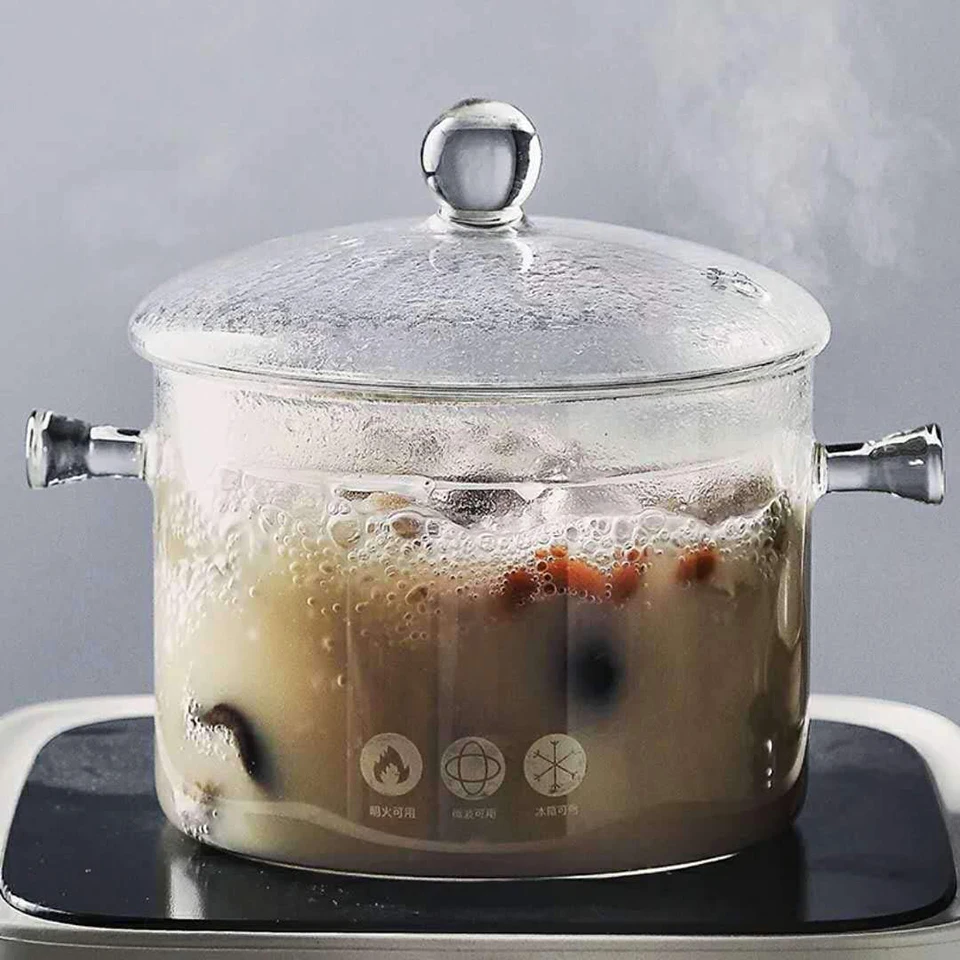 TEENRA Бытовая прозрачная стеклянная кастрюля для супа, кухонный термостойкий горшок для каши, домашняя стеклянная чаша, кухонные инструменты для приготовления пищи