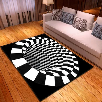 

3D Black/White Printing Big Carpet Home Outdoors Alfombra Picnic Floor Mat Printed Living Room Area Rug Bathroom Decorative Pad