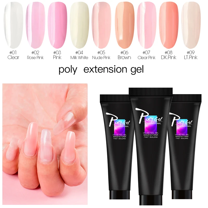 Цвета: розовый белый Гель лак для ногтей акриловые Быстрый расширение PolyGel набор