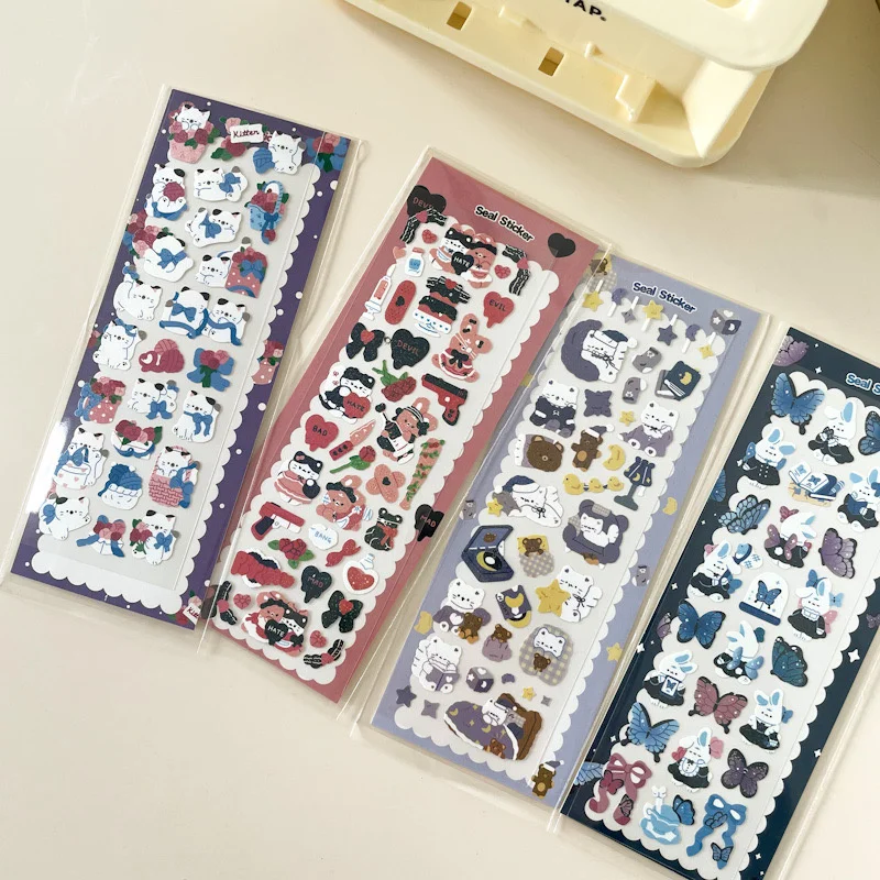 1Pc Cartoon Cat Laser Bling Scrapbook Fun Stickers Confetti Decoration DIY Photo For Journal Diary Album Stationery Sticker