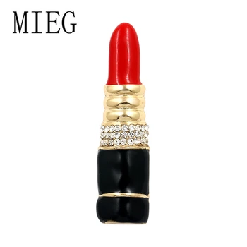 

MIEG Brand Red and Black Enameled Lipstick Brooch Pins for Women or Girls