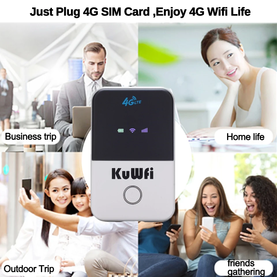 KuWfi 4 г Wi-Fi маршрутизатор мини 3g/4 г беспроводной lte-роутер Портативный Карманный Wi-Fi Мобильная точка доступа автомобиль Wi-Fi маршрутизатор с