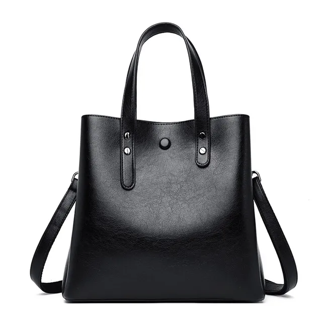 Модные женские сумки-тоут роскошные женские сумки Повседневная сумка ведро из натуральной кожи сумка на плечо дизайнерские сумки через плечо для женщин Sac - Color: Black