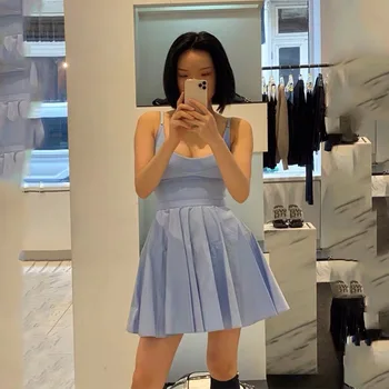 

2020 Spring Summer Women Slim Backless Knitted Knit Panel Women's Dress A2