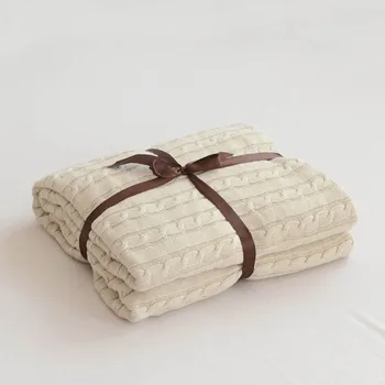 

Summer Spring Cotton Knitted Blanket for Sofa Air Condition Throw Blanket Photograph Props 110x180cm/180x200cm