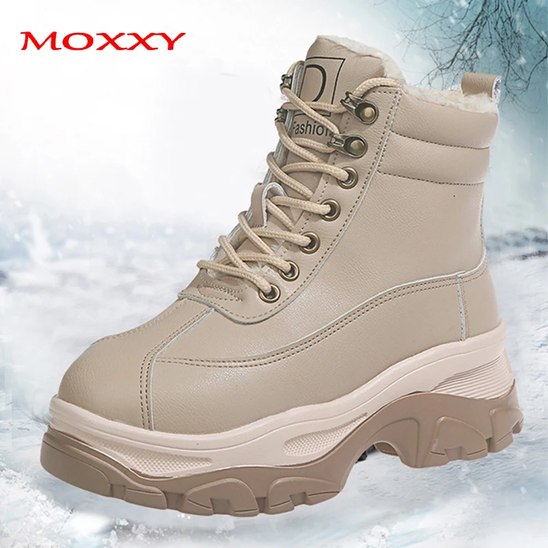 

Moxxy Warm Fur Platform Sneakers Women 2020 New Plush Lace Up Chunky Shoes Woman Casual High Top Winter Sneakers Basket Femme