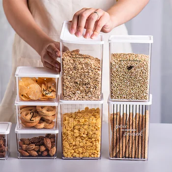 

Fresh-keeping Sealed Storage Box with Lid Transparent Tea Nut Fruits Vegetables Snack Grain Refrigerator Storages Boxes & Bins