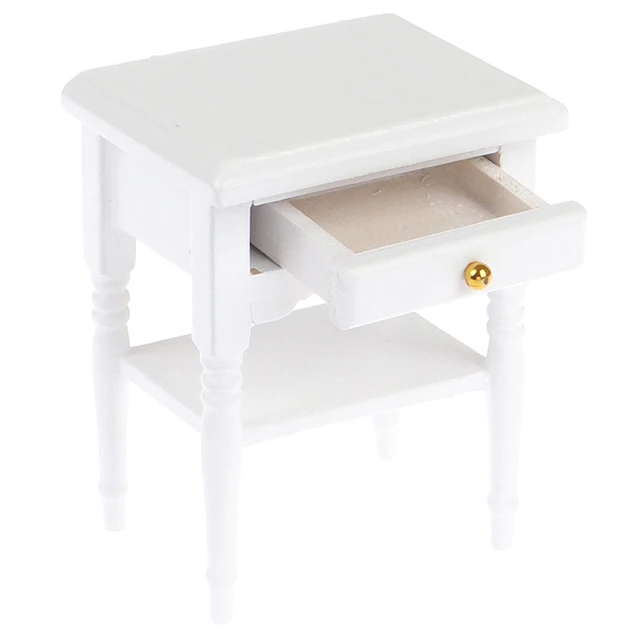 Dollhouse Wooden Miniature Bedside Cupboard Dolls Mini Furniture Modern Night Table 1:12 Scale 5