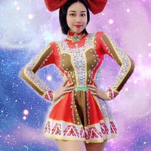 Серебристо-красные стразы, платье для женщин, Рождество, бар, певица, сексуальный наряд, для сцены, танцев, дня рождения, выпускного, шоу, платье