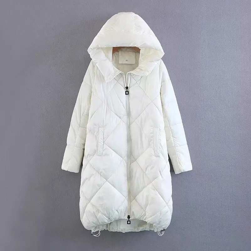 

2018 Western Style Autumn And Winter WOMEN'S Dress New Style Hooded Mid-length Rhombus Cotton-padded Clothes