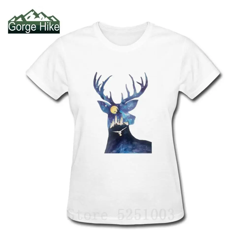 

Summer Fashion Deer Starry Sky Printed T-Shirt galaxy Potter Girls Short Sleeve Popular Design Tops Novelty starry night T shirt