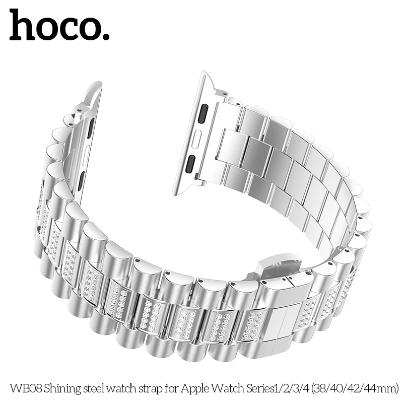 HOCO горный хрусталь ремешок из нержавеющей стали для Apple Watch ремешок с бриллиантами для Apple Watch 38 мм 40 мм 42 мм 44 мм ремни