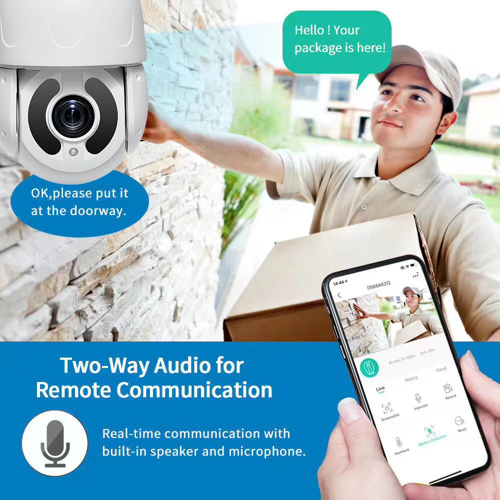 4G SIM Card IP Camera Auto Tracking 20x Auto Zoom CCTV PTZ Metal IR Dome Camera 5MP RJ45 H.265 Human Detect Audio SD Card CamHi