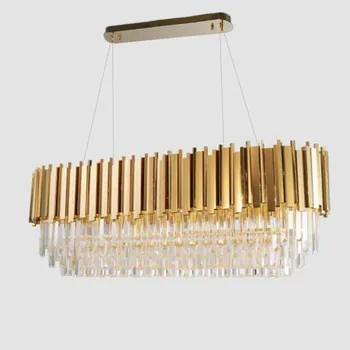 

Manggic Modern Crystal Lamp Chandelier For Living Oval Luxury Gold Round Stainless Steel Line Chandeliers Lighting