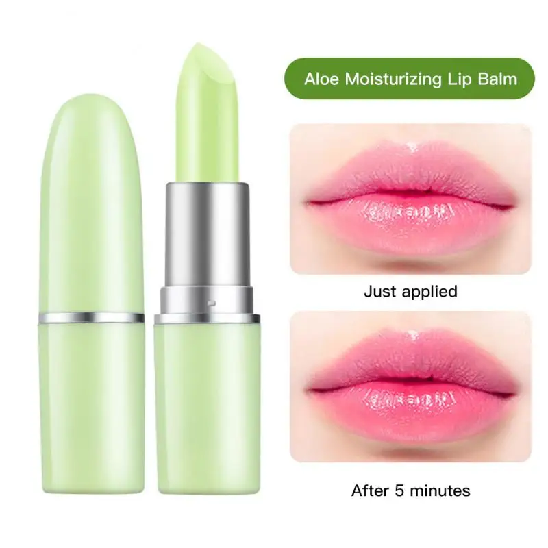 Натуральный клубничный бальзам для губ с алоэ вера меняющий цвет при температуре