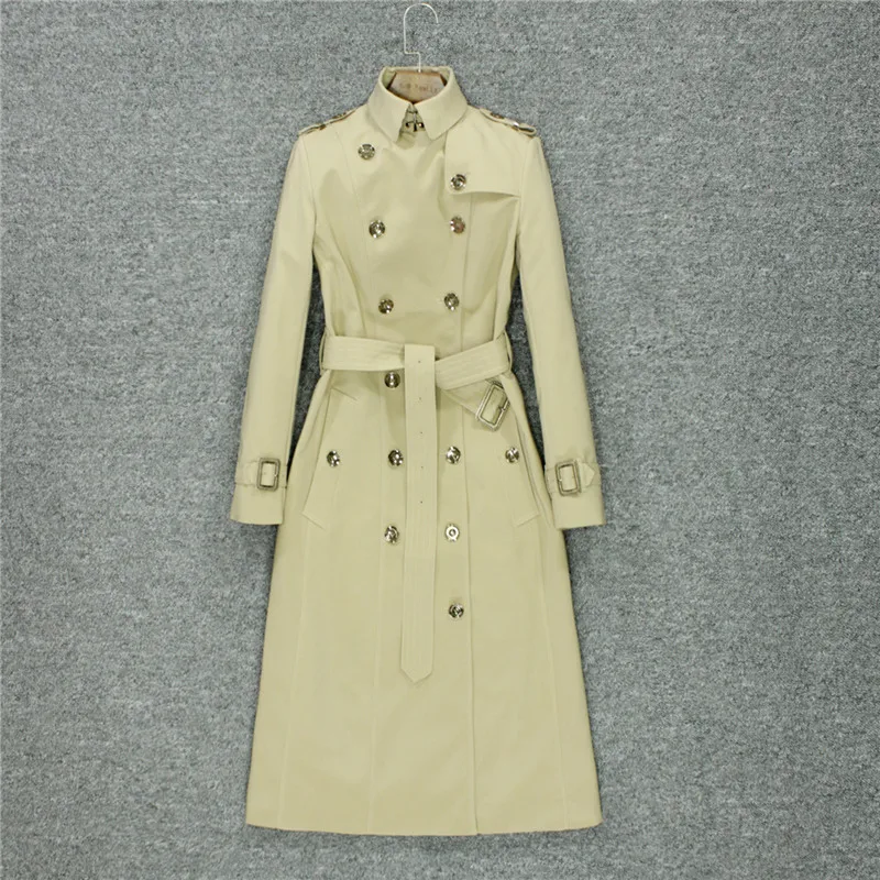 Осенний Тренч в английском стиле, женский плащ высокого качества, непродуваемый и водонепроницаемый длинный плащ, пальто, женская деловая верхняя одежда