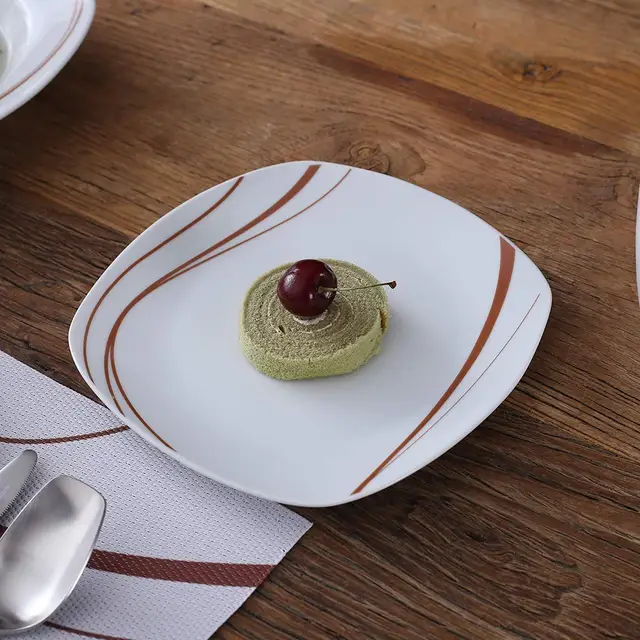 Veweet Bonnie 60 Darabos Porcelán Asztali Vacsora Tányérkészlet Desszert Tányér Leves Lemez Kupa És Csészealj - Image 4