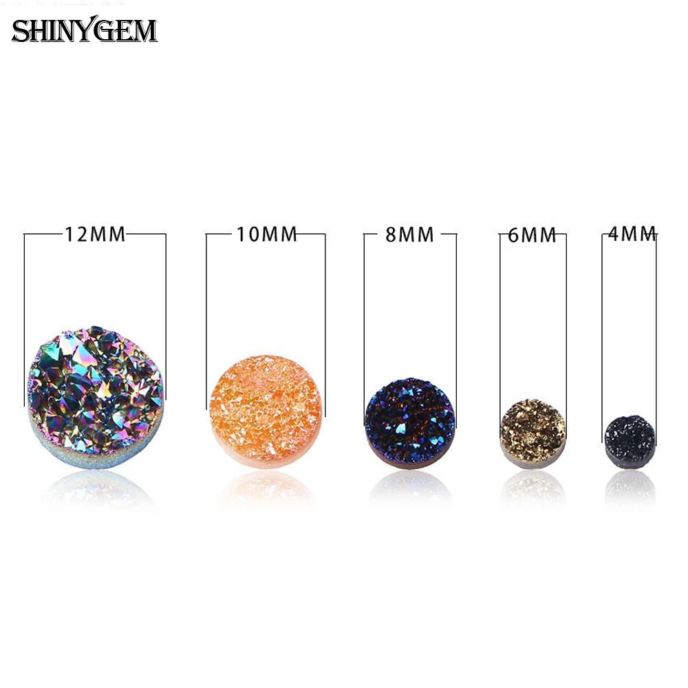 ShinyGem 5 шт 4 12 мм натуральный круглый кристалл Druzy Камень Радужный геодезический