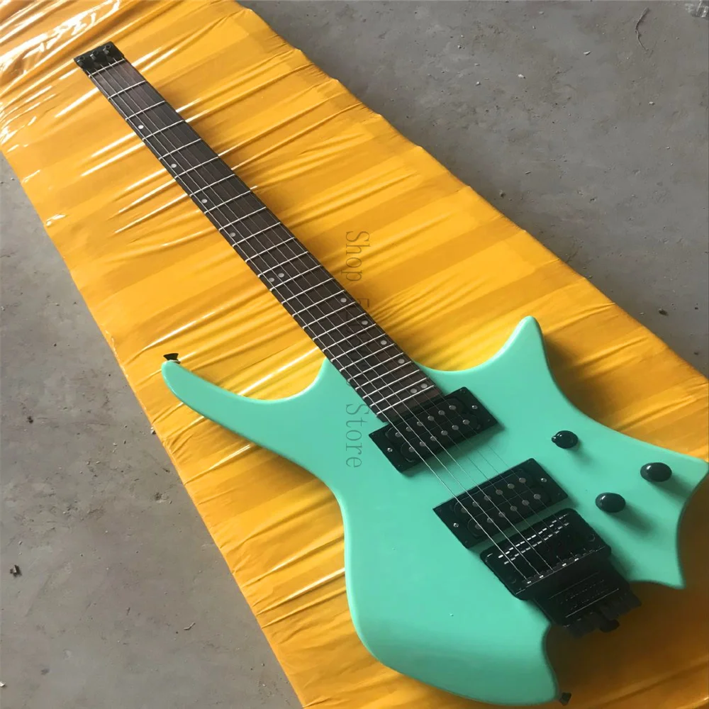 Headless electric guitar 6 string art body flame maple ebony fingerboard free shipping | Спорт и развлечения