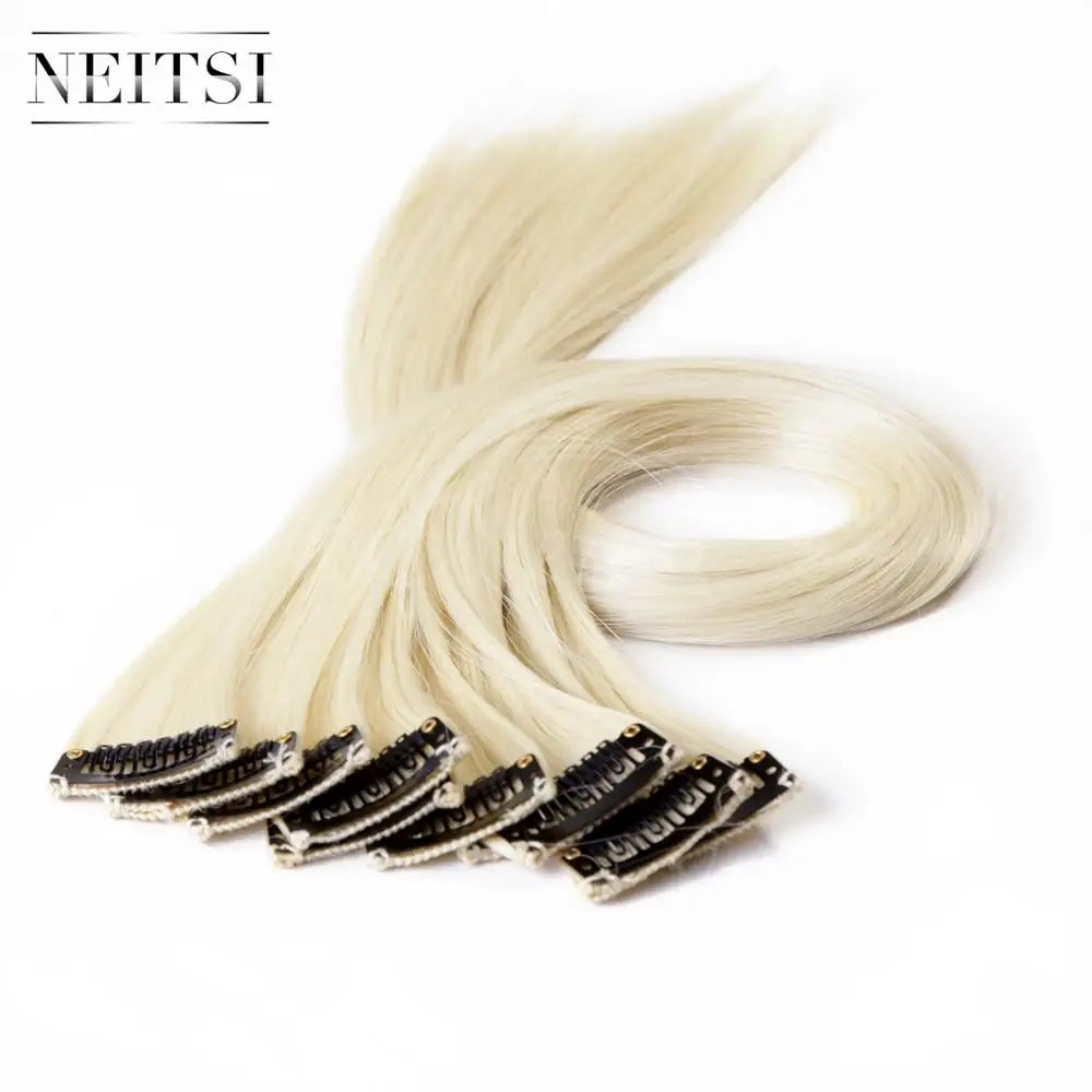 Neitsi 20 ''2 шт./упак. прямые синтетические волосы длинные одиночные Омбре клип в человеческом#613 цветные шиньоны - Цвет: Beige