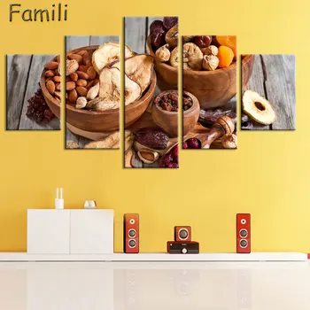 

5pcs Fruit Restaurant Paintings, Food Wall Art, Chocolate Modern Picture, Minimalist Decoration Canvas Prints, Home Kitchen Deco