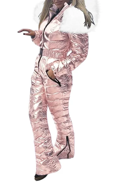 Silver Gold One-piece Ski Suit Women 