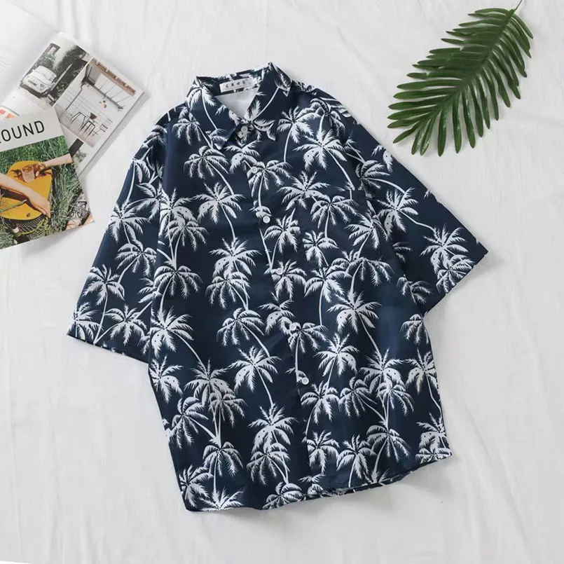 Hawaii Beach Shirt Men Quick Dry Summer Short Sleeve Male Print Casual Shirts Floral Loose Korean Clothing 2025 Vintage 5
