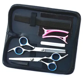 

Barber and hairdressing tool set flat tooth clipper curved finger rest scissors is highly polished Sharp