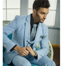 Классический мужской костюм смокинг Noivo приталенный костюм Easculino вечерние костюмы для мужчин Небесно-Голубой смокинг жениха Вечерние жениха