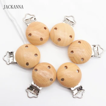 

50PCS Natural Wood Pacifier Holder BPA Free Round Soother Clips Toddler Attache Sucette Eco-friendly Newborn Baby Pacifier Clips