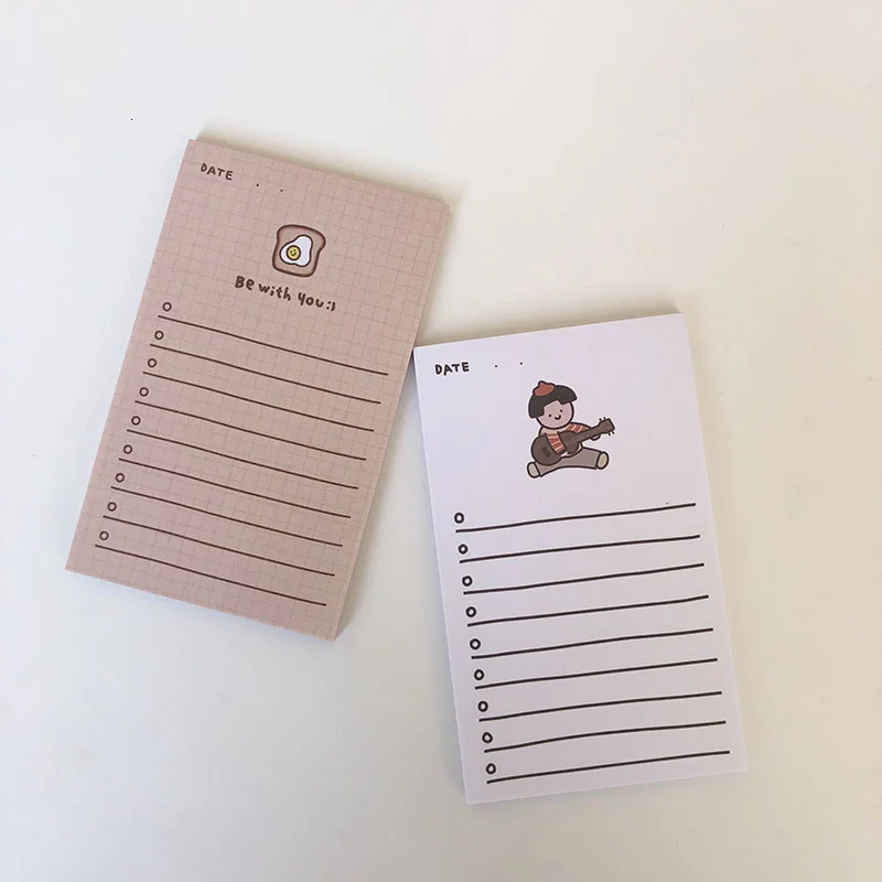 SIXONE 50 Sheets Ins Cartoon Kawaii Girl Note Paper Avocado Handbook Plan Book Memo Pad Portable Notebook Diary Stationery