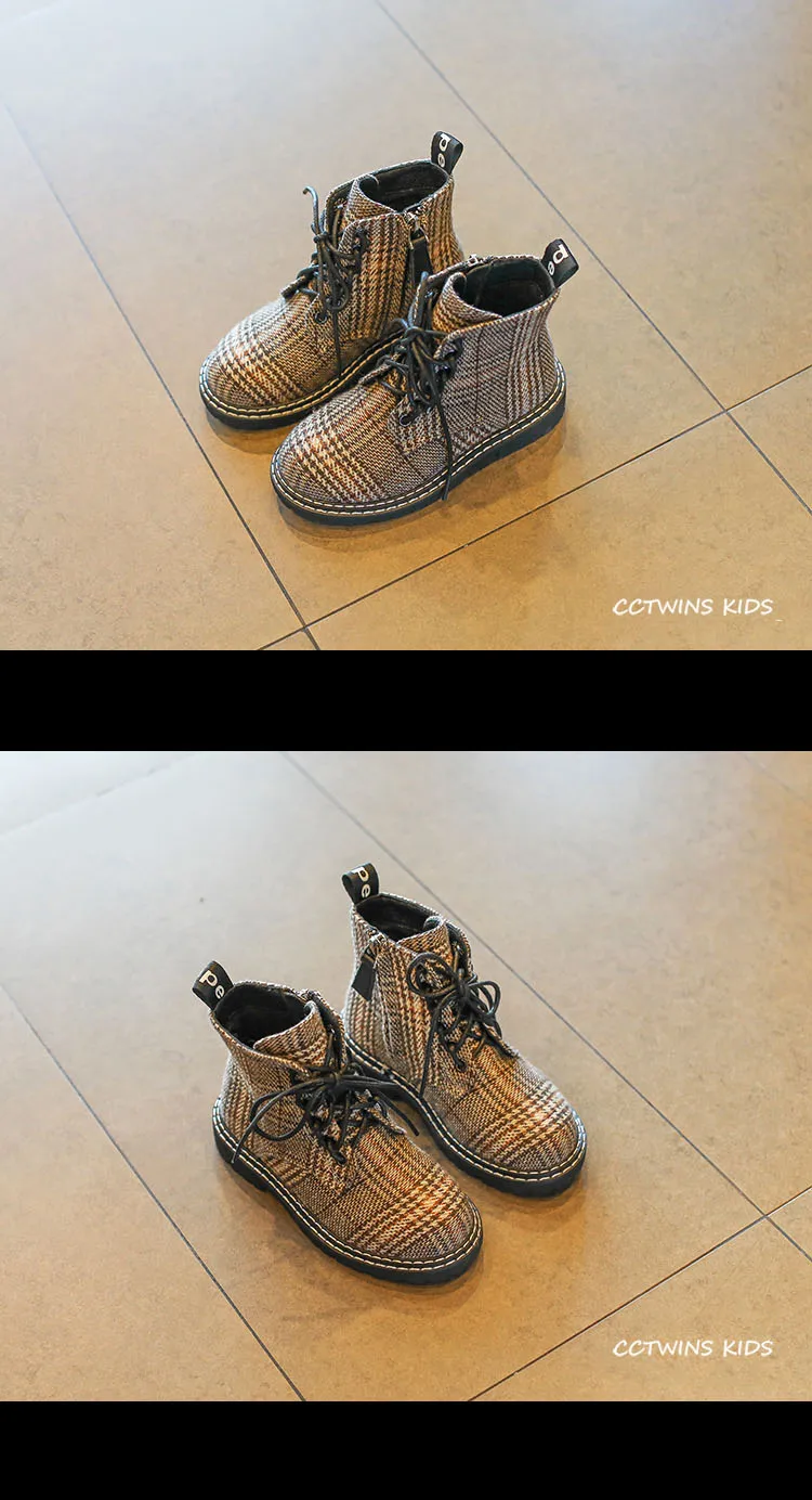 CCTWINS обувь для детей осень для детей из искусственной кожи; обувь для маленьких детей сапоги Martin для девочек и мальчиков Модные ботильоны черного цвета MB036
