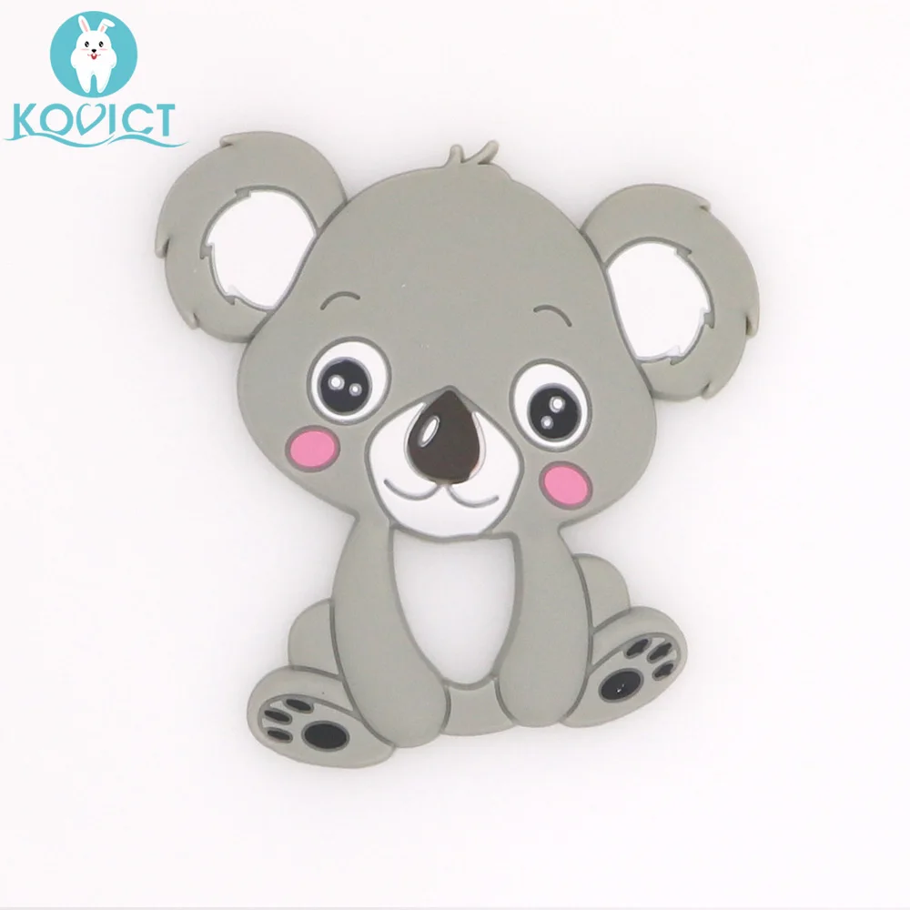 kovict 1pc Baby Koala Silicone Teether Teething Chew Toy Infant Teether Beads DIY Necklace Nursing Pendant Food Grade Silicone - Цвет: 01 Gray