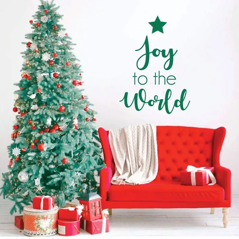 Рождественская Наклейка на стену Joy To The World цитаты домашний декор из винила