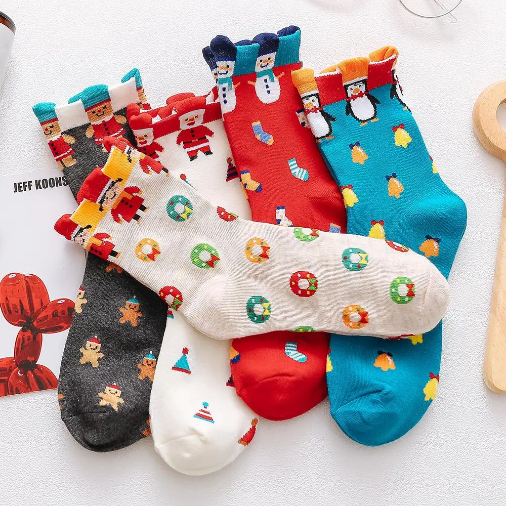 Women Christmas Socks 4 Pairs Winter Unisex Women's Socks Party Deer Printed Warm Sock Clothes Calcetines Mujer Women Socks