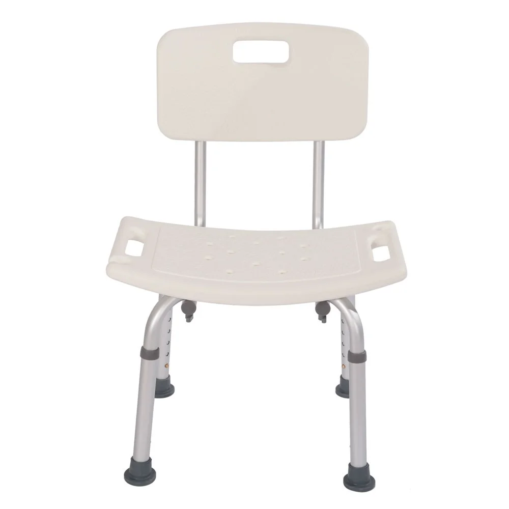 

Bath Chair Bathroom Stool Aluminum Alloy Elderly Bath Chair with Backrest White[US-W]
