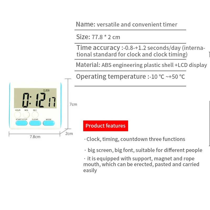 Многофункциональный ЖК-дисплей цифровой кухонный таймер для приготовления пищи отсчет-вниз часы напоминание Магнитный секундомер Громкий будильник электронные гаджеты