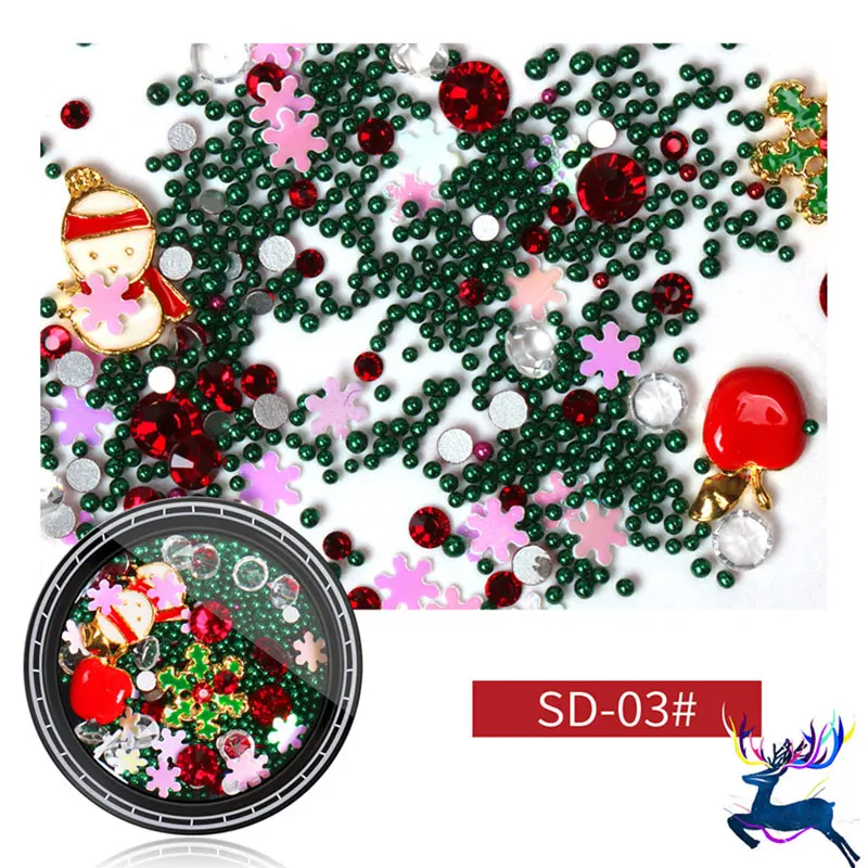 SD-03 DIY Смешанные 3D Хрустальные рождественские украшения для ногтей, Стразы для ногтей, блестящие жемчужные аксессуары для ногтей, бриллианты - Цвет: SD-03