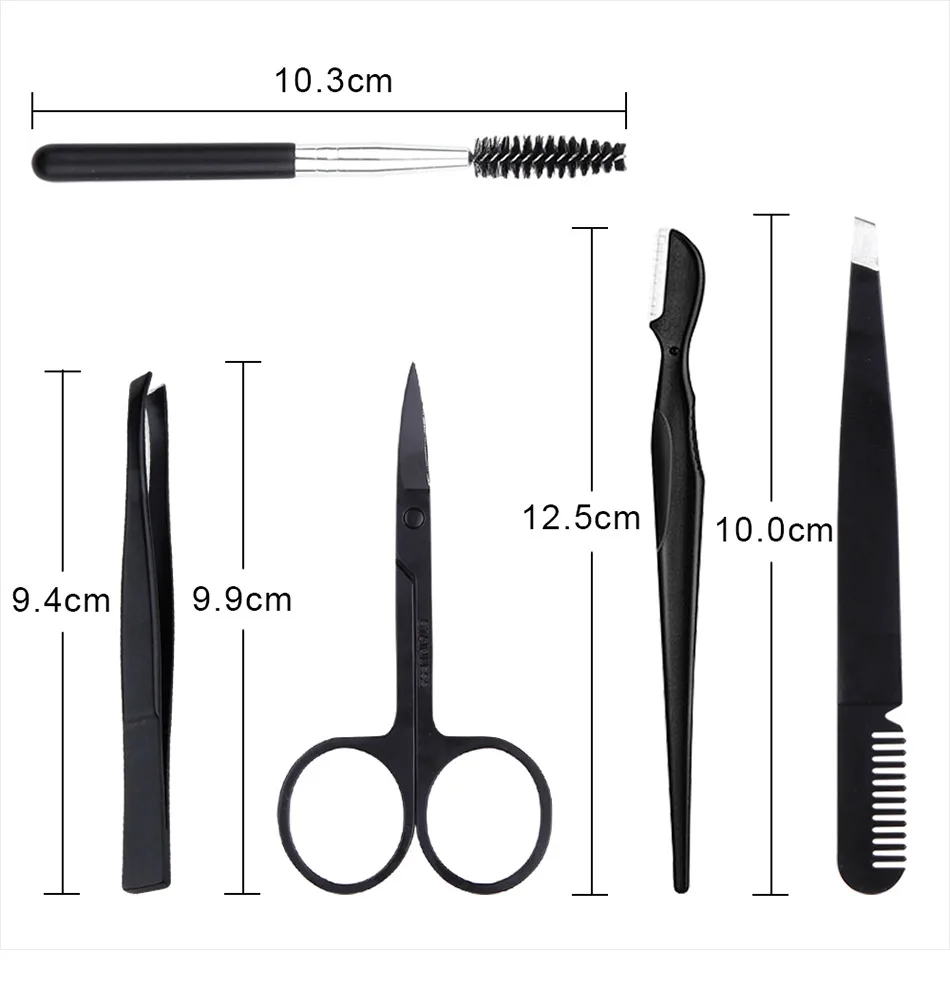 Description Picture 5 of item4/6/8/11Pcs Professional Eyebrow Trimmer Set Scissors Tweezers Eyebrow Scraping Comb Clip Forceps Cosmetic Eyebrows Makeup Tools
