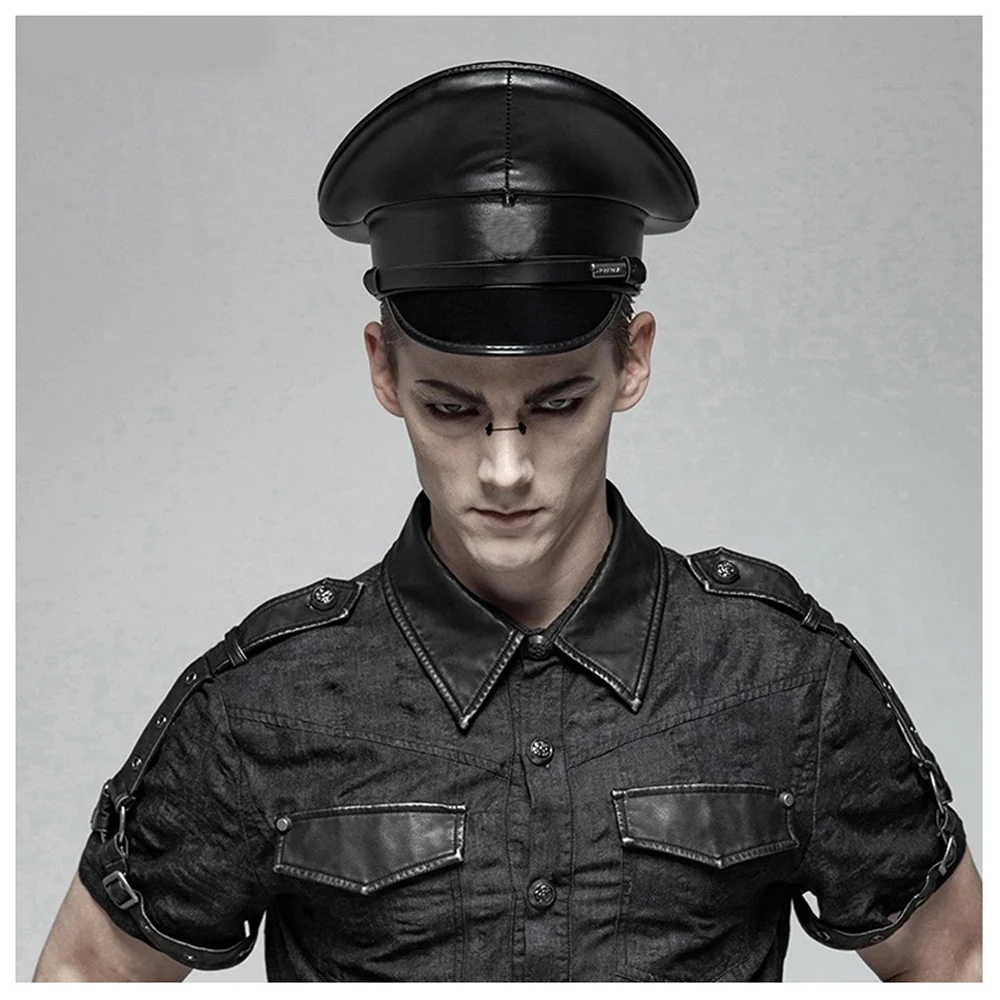 leather officer cap