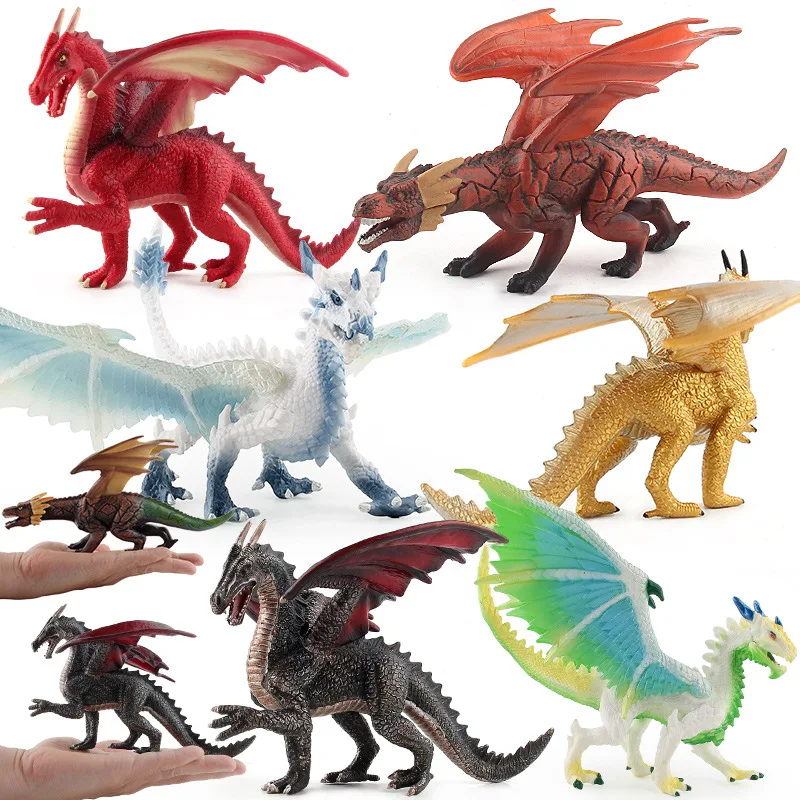 

Children's Simulation Solid Jurassic Magic Dragon Static Decoration Model Mandible Movable Fire Rock Dragon Ice Snow Dragon