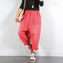 Красные, фиолетовые, черные джинсовые штаны с заниженным шаговым швом, мешковатые джинсы-шаровары в стиле хип-хоп, ковбойские шаровары, джоггеры, ковбойские брюки с эластичной резинкой на талии